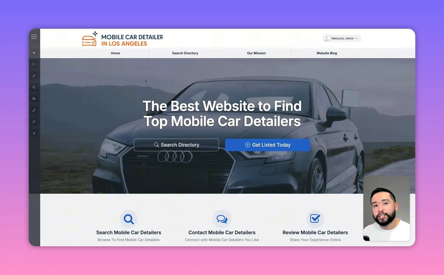 Clean screenshot of directory homepage hero showing search and Get Listed CTA