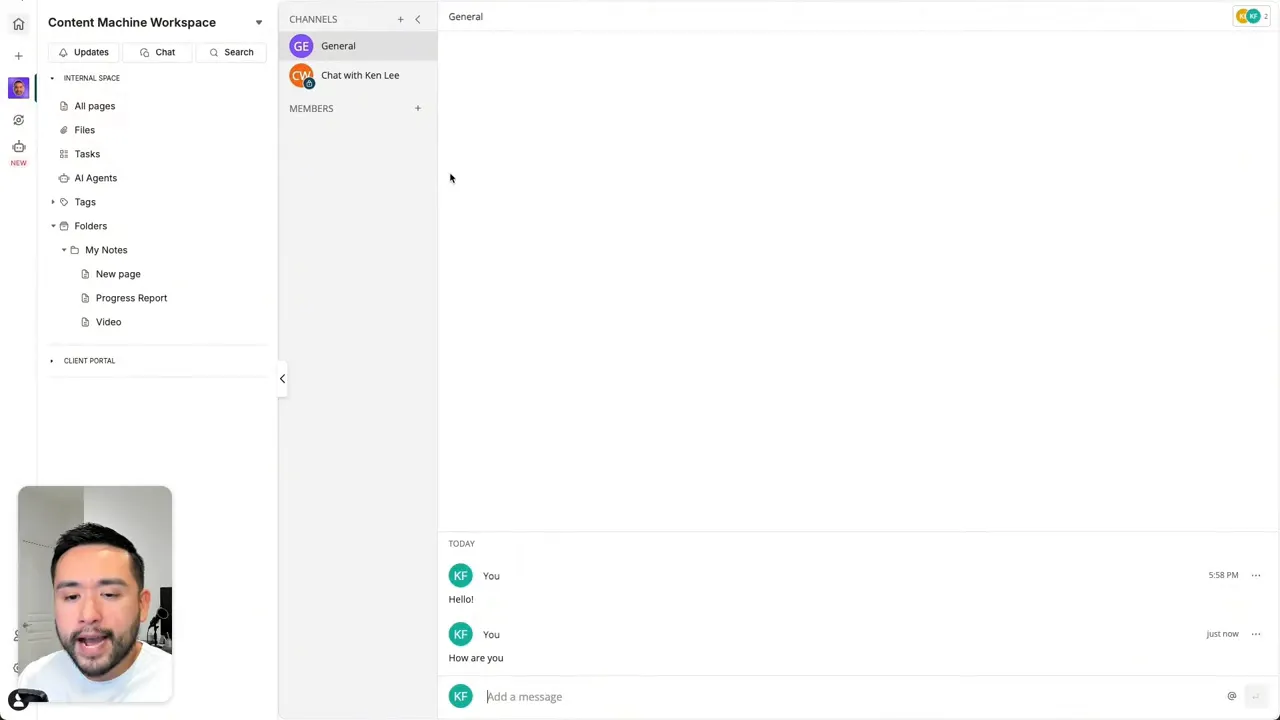 FuseBase chat interface showing channels, members list and message area