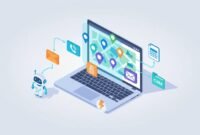 Isometric illustration of a SaaS dashboard with a map and location pins, floating business data cards feeding into a spreadsheet and CRM, with an AI email icon and speed symbol to show fast local lead generation